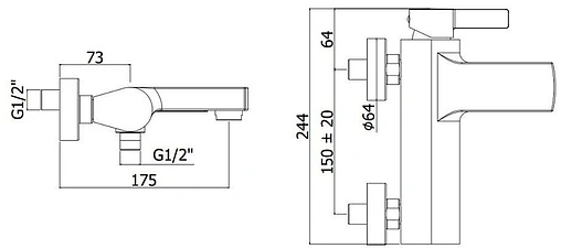 Смеситель для ванны Paffoni Rock полированная сталь RO022ST Смеситель для ванны Paffoni Rock полированная сталь RO022ST