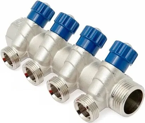Коллектор регулирующий проходной 4 отвода 1&quot;в/н x ¾&quot;ек Valtec VTc.560.NE.060504