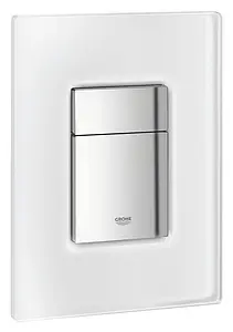 Клавиша смыва для унитаза Grohe Skate Cosmopolitan Glass 38845MF0 кнопки/хром глянцевый, панель/стекло белый Клавиша смыва для унитаза Grohe Skate Cosmopolitan Glass 38845MF0 кнопки/хром глянцевый, панель/стекло белый, 1