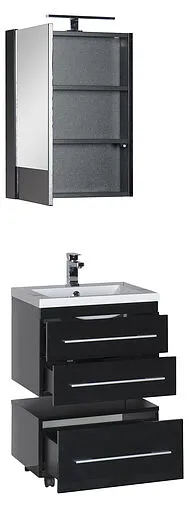 Шкаф-зеркало Aquanet Нота 58 L чёрный 00169191