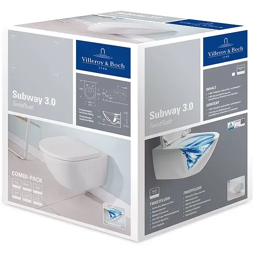 Унитаз подвесной безободковый Villeroy&amp;Boch Subway 3.0 CeramicPlus белый 4670TSR1