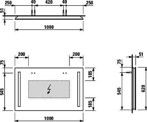 Зеркало с подсветкой Laufen Case 100 4.4725.6.996.144.1