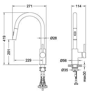 Смеситель для кухни с выдвижным изливом Aquatek Европа чёрный матовый AQ1384MB Смеситель для кухни с выдвижным изливом Aquatek Европа чёрный матовый AQ1384MB, 2