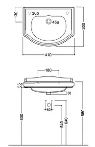 Раковина Kerasan Retro 41 белый 103301*1 sx Раковина Kerasan Retro 41 белый 103301*1 sx, 2