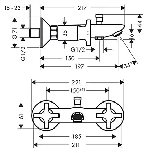 Смеситель для ванны Hansgrohe Logis Classic хром 71240000 Смеситель для ванны Hansgrohe Logis Classic хром 71240000, 2