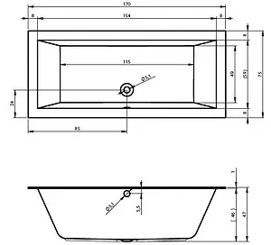 Ванна акриловая Riho LUGO VELVET 170x75 B132001105, 2