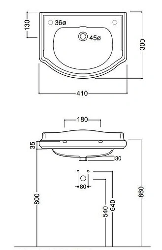 Раковина Kerasan Retro 41 белый 103301*1 sx Раковина Kerasan Retro 41 белый 103301*1 sx