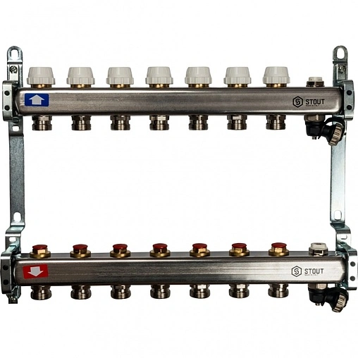 Группа коллекторная без расходомеров 7 отводов 1&quot;в/в x ¾&quot;ек Stout SMS 0932 000007