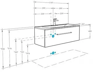 Тумба-умывальник подвесная Aquaton Мадрид 120 M белый 1A1687K3MA010, 2
