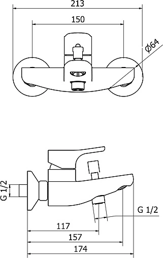 Смеситель для ванны Cezares Peonia хром PEONIA-VM-01