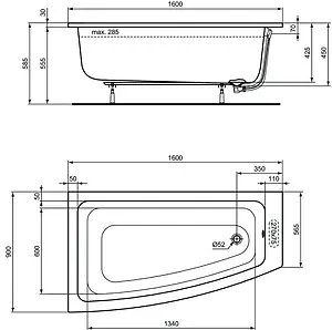 Ванна акриловая Ideal Standard i.life 160х90 L T476801, 2
