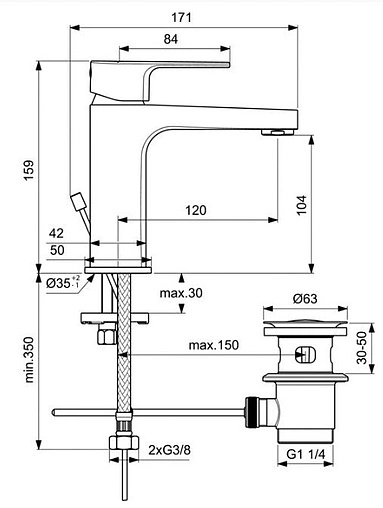 Смеситель для раковины Ideal Standard Cerafine D хром матовый BC686U8 Смеситель для раковины Ideal Standard Cerafine D хром матовый BC686U8