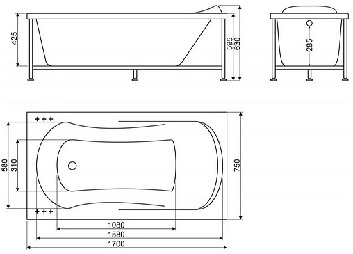 Ванна акриловая BelBagno 170x70 BB103-170-75