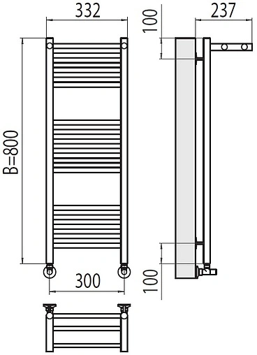 Полотенцесушитель водяной лесенка Terminus Аврора с/п П16 300х800 полированная сталь 4670078529404