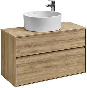 Тумба-умывальник подвесная Aquaton Либерти 100 дуб эльвезия 1A2796K2LYC70, 1