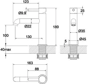 Смеситель для раковины WHITECROSS Y brushed gold золото брашированное Y1211GLB, 2