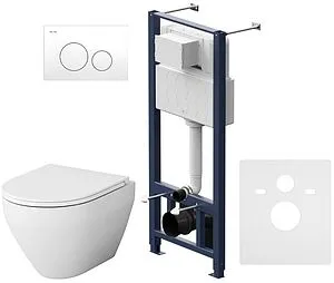 Комплект 6 в 1 Am.Pm Spirit 2.0 FlashClean IS49001.701700 с кнопкой белый глянцевый, 1