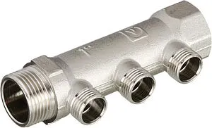 Коллектор распределительный проходной 3 отвода 1"в/н x ½"к Valtec VTc.500.N.0603 Коллектор распределительный проходной 3 отвода 1"в/н x ½"к Valtec VTc.500.N.0603, 1