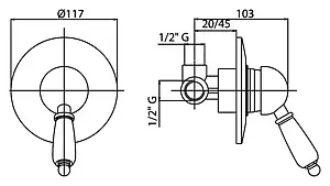 Смеситель для душа скрытого монтажа Cezares Venezia хром VENEZIA-DIM-01-Bi Смеситель для душа скрытого монтажа Cezares Venezia хром VENEZIA-DIM-01-Bi, 2