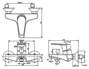Смеситель для ванны Bravat Line хром F65299C-1, 2