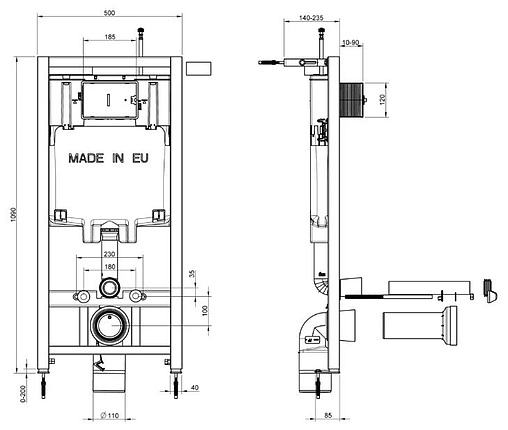 Комплект 5 в 1 Jacob Delafon Patio E21734RU-00 с кнопкой E4316-CP хром глянцевый