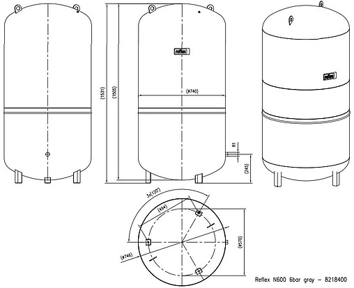 Расширительный бак Reflex N 600л 6 бар 8218400