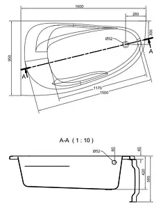 Ванна акриловая Cersanit Joanna 160x95 R 63339, 3