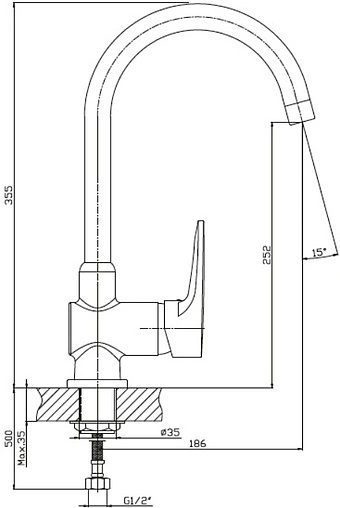 Смеситель для кухни GranFest бежевый 3023 бежевый