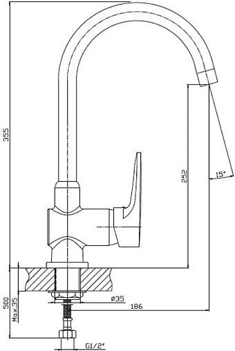 Смеситель для кухни GranFest чёрный матовый 3023 чёрный матовый