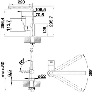 Смеситель для кухни Blanco Lanora нержавеющая сталь 523122 Смеситель для кухни Blanco Lanora нержавеющая сталь 523122, 2