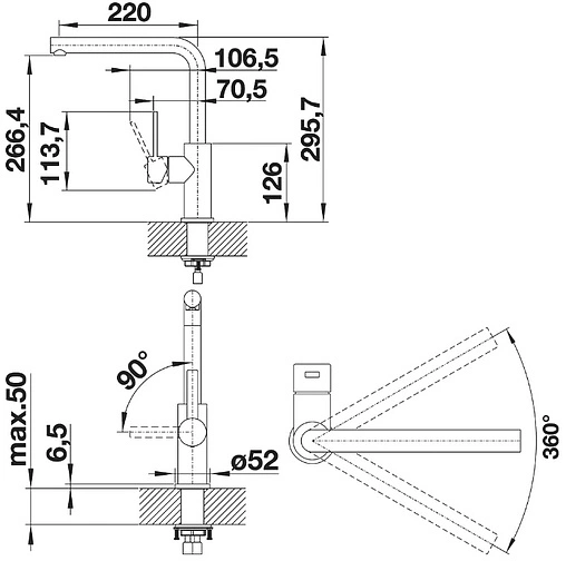 Смеситель для кухни Blanco Lanora нержавеющая сталь 523122