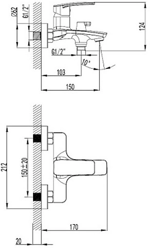 Смеситель для ванны SMARTsant Онли хром SM313503AA(A) Смеситель для ванны SMARTsant Онли хром SM313503AA(A)