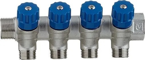 Коллектор регулирующий проходной 4 отвода ¾&quot;в/н x ½&quot;к Valtec VTc.560.N.0504