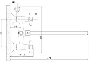 Смеситель для ванны с длинным изливом Rossinka хром H02-84, 2