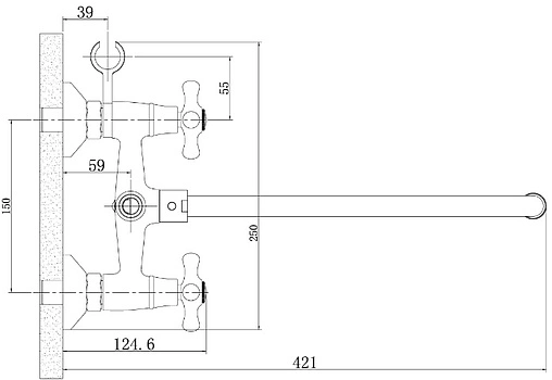 Смеситель для ванны с длинным изливом Rossinka хром H02-84