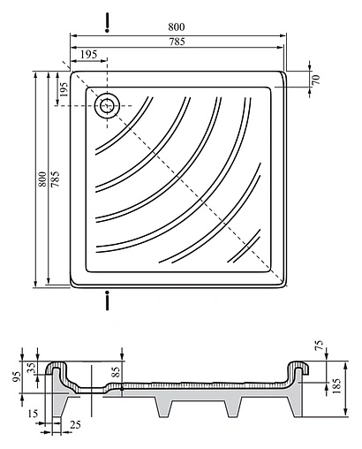 Поддон для душа Ravak Angela-80 EX A004401320