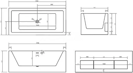 Ванна акриловая отдельностоящая Abber 170x80 AB9339-1.7