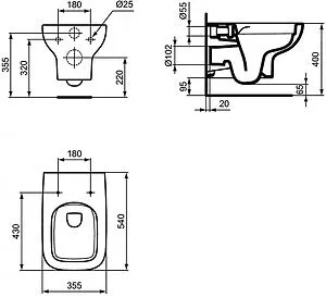 Комплект 3 в 1 Ideal Standard I.Life A RimLS+ I001701 Комплект 3 в 1 Ideal Standard I.Life A RimLS+ I001701, 3