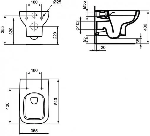 Комплект 3 в 1 Ideal Standard I.Life A RimLS+ I001701
