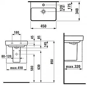 Раковина Laufen Pro 48 белый 8.1596.1.000.104.1 Раковина Laufen Pro 48 белый 8.1596.1.000.104.1, 2