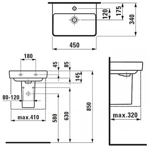 Раковина Laufen Pro 48 белый 8.1596.1.000.104.1