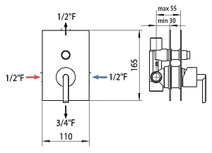 Смеситель для ванны скрытого монтажа Bossini Exedra хром Z003202.030, 3