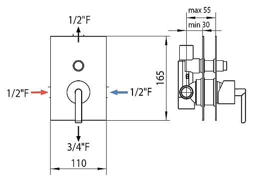 Смеситель для ванны скрытого монтажа Bossini Exedra хром Z003202.030