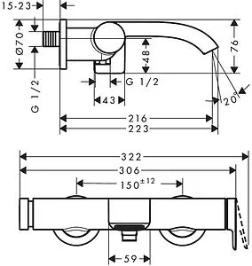 Смеситель для ванны Hansgrohe Vivenis белый матовый 75420700, 2