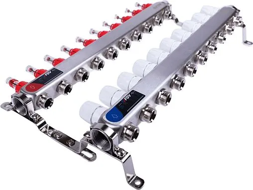 Группа коллекторная с расходомерами 10 отводов 1&quot;в/в x ¾&quot;ек FDV S1101A-1/10