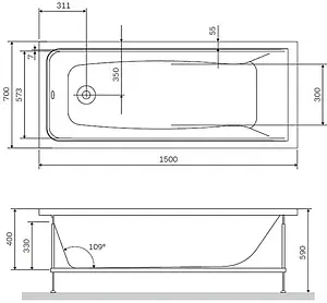 Ванна акриловая Am.Pm Gem 150x70 черный матовый W90A-150-070B-A Ванна акриловая Am.Pm Gem 150x70 черный матовый W90A-150-070B-A, 2