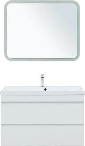 Тумба-умывальник подвесная Aquanet Нота New 100 белый глянец 00335420+00284116