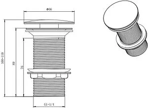 Выпуск автоматический для раковины без перелива Aquatek хром AQ6000CR Выпуск автоматический для раковины без перелива Aquatek хром AQ6000CR, 2