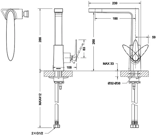 Смеситель для кухни Bravat Spring хром F779113C-1