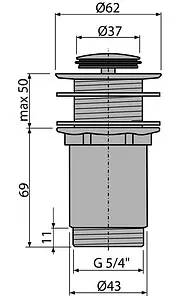Выпуск автоматический для раковины без перелива AlcaPlast хром A394 Выпуск автоматический для раковины без перелива AlcaPlast хром A394, 2